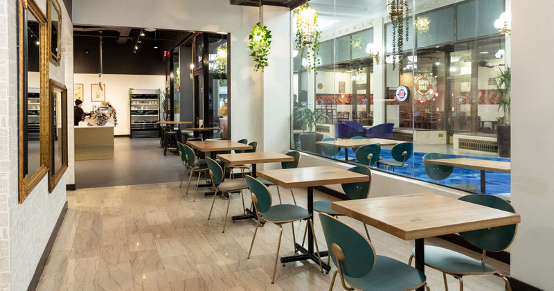 Tables for two lined up