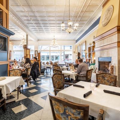 Interior area, guests enjoying lunch