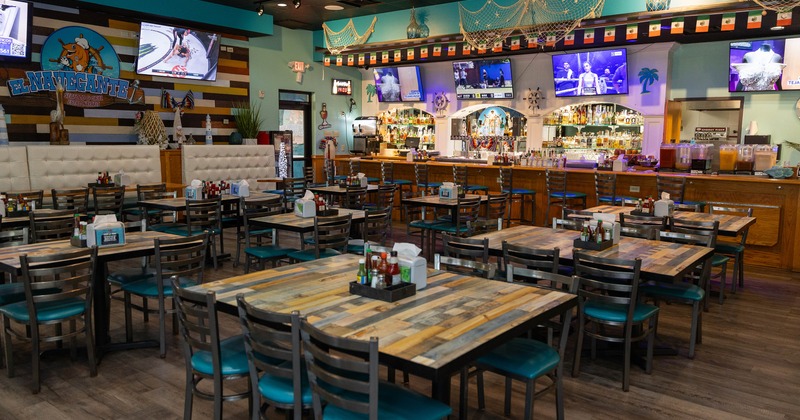 Spacious, cozy and nicely done interior dining area and bar area