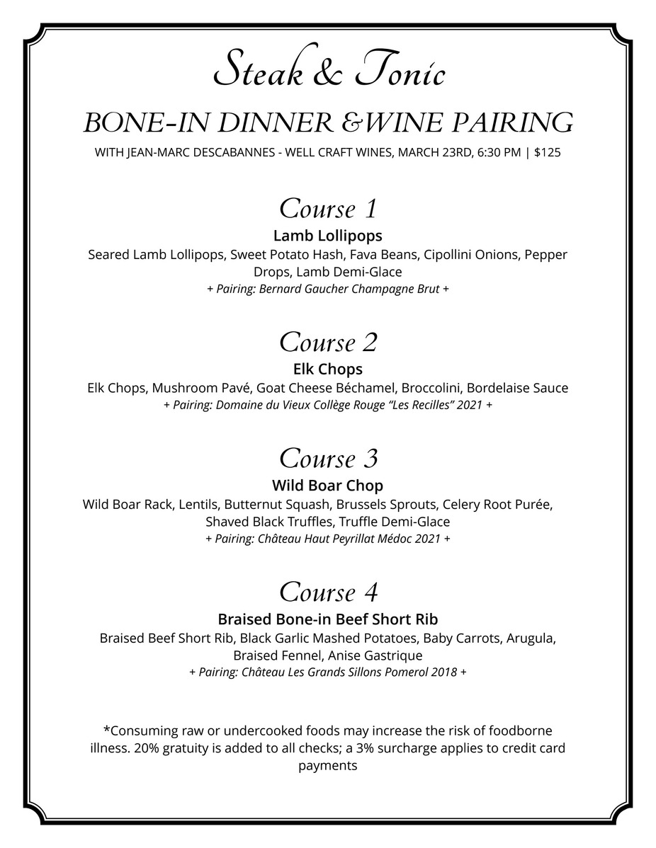 Bone-In Dinner & Wine Pairing event photo