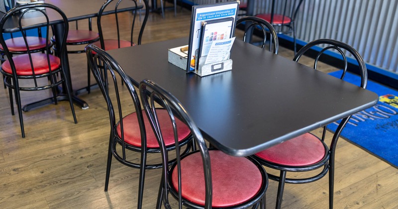 Interior, table and chairs