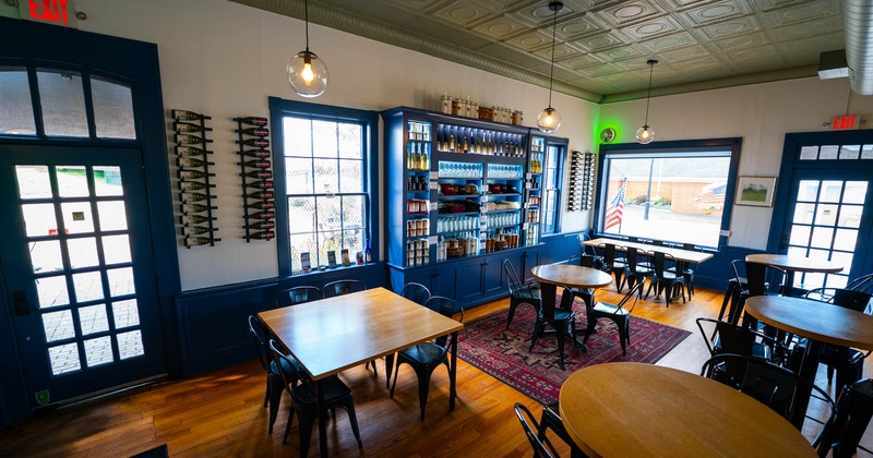 Interior, dining area, tables and chairs