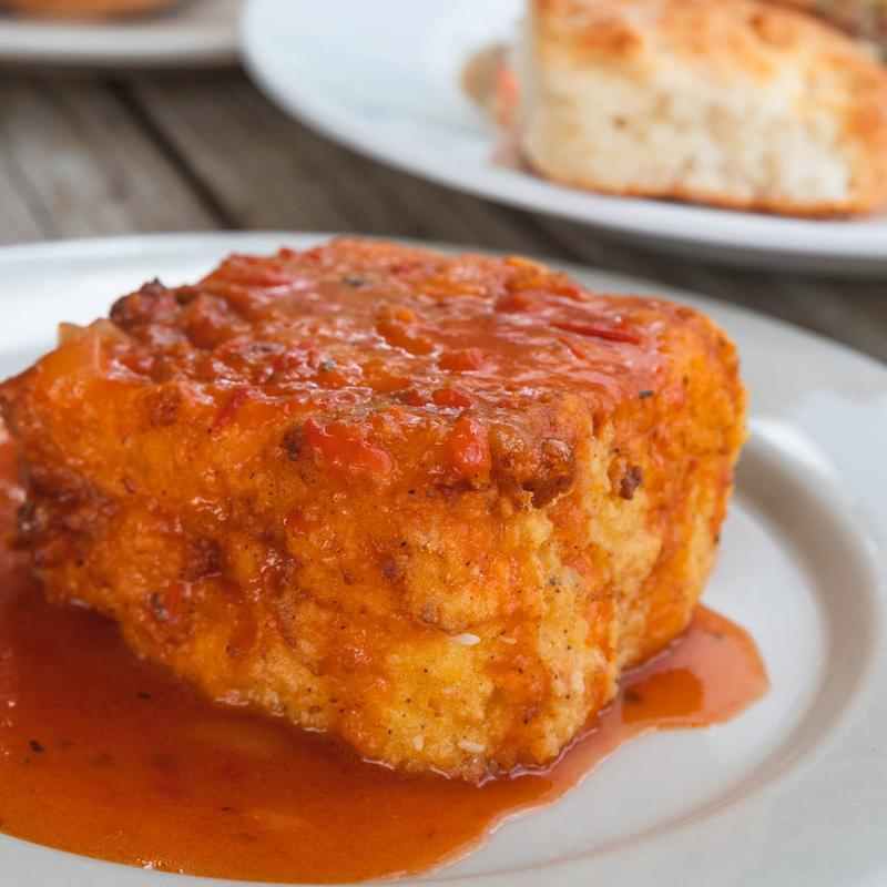 Fried Cheese Grits with Tomato Gravy photo