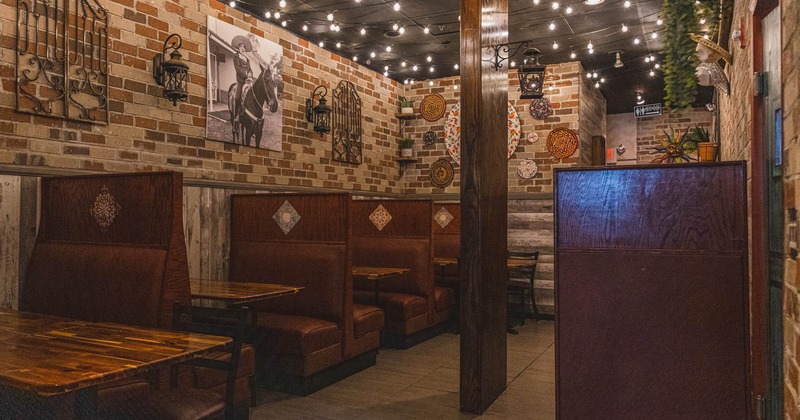 Interior, dining area, booths