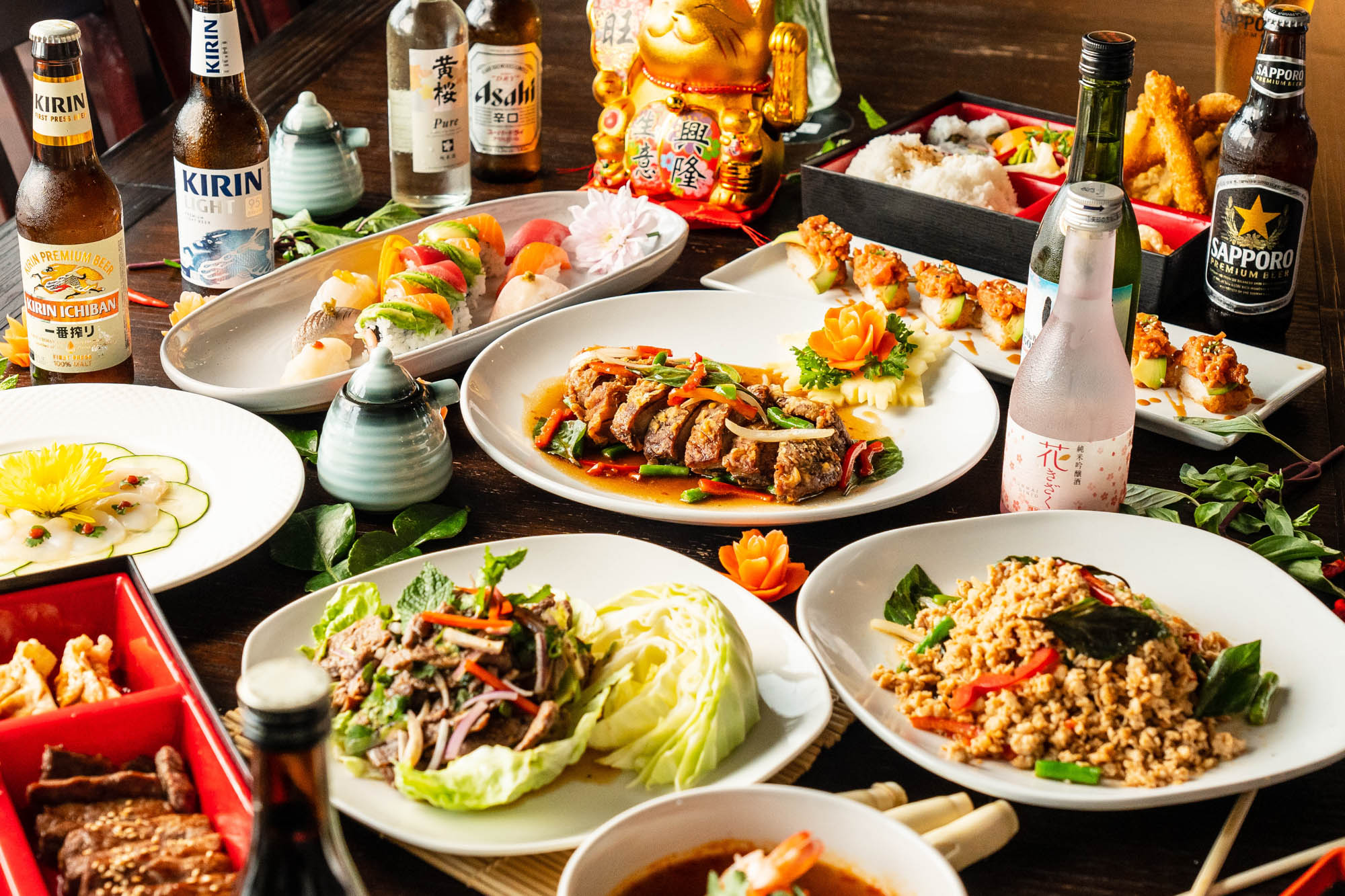Food group served on a table