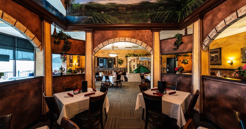 Interior dining area with tables and chairs