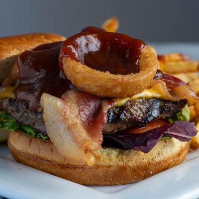 Western burger, closeup.