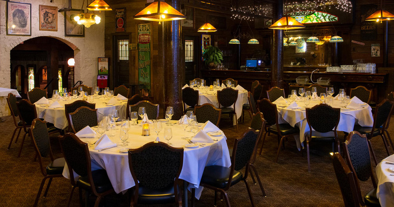 Round tables in dining area