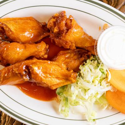 Served buffalo wings.