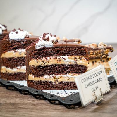 Chocolate dessert tray display.