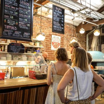Guests waiting at the counter.