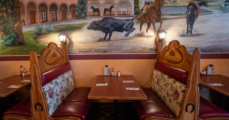 Interior, dining booth for four