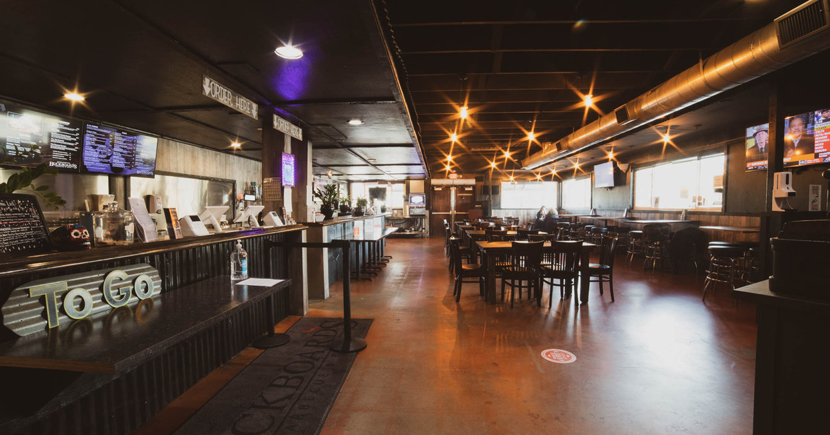 Interior, tables lined up