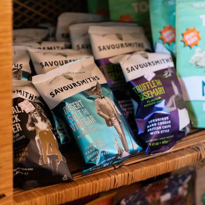 Assorted potato chip bags.