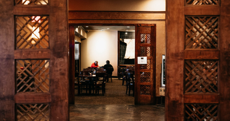 Interior, tables with two guests sitting