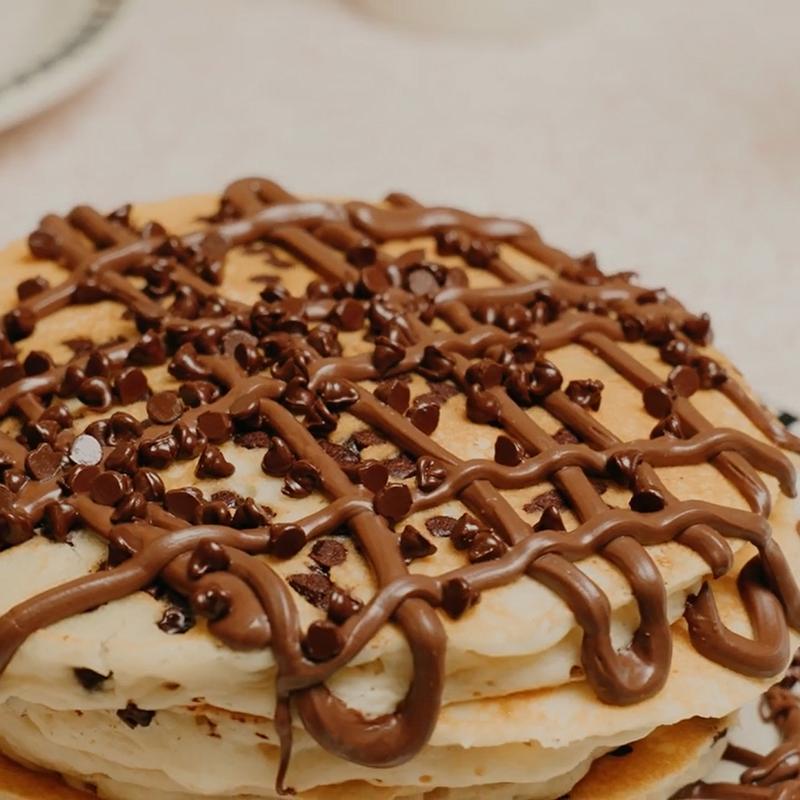 menu item 11 of 31, (2) M&M® Pancakes OR (2) Chocolate Chip Pancakes