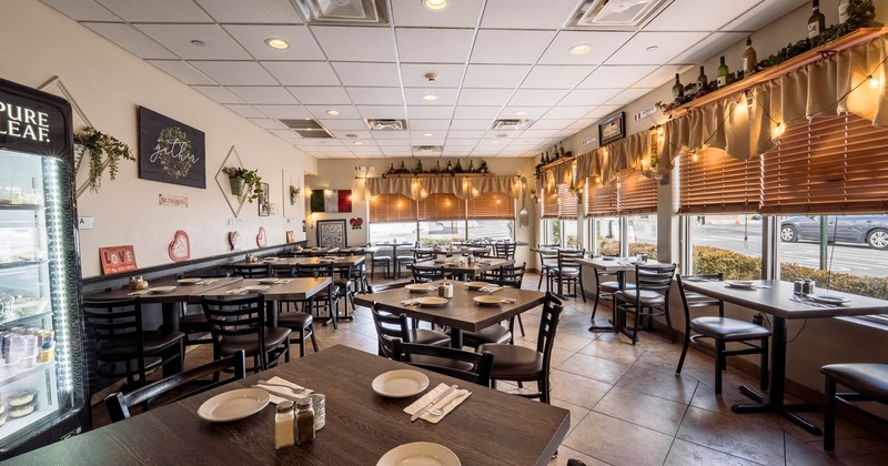 Dining area, set tables