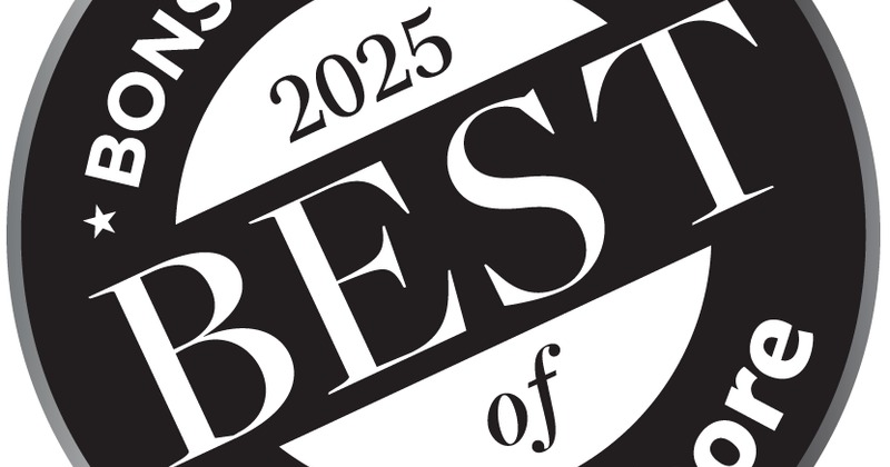 Black and white Best of 2025 award badge