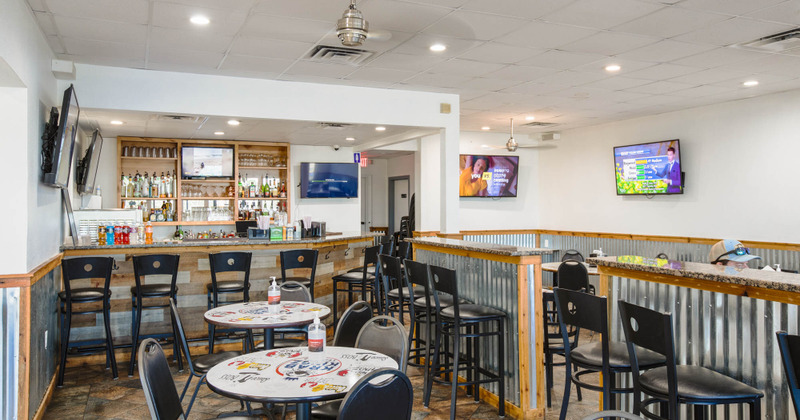 Interior, tables ready for guests