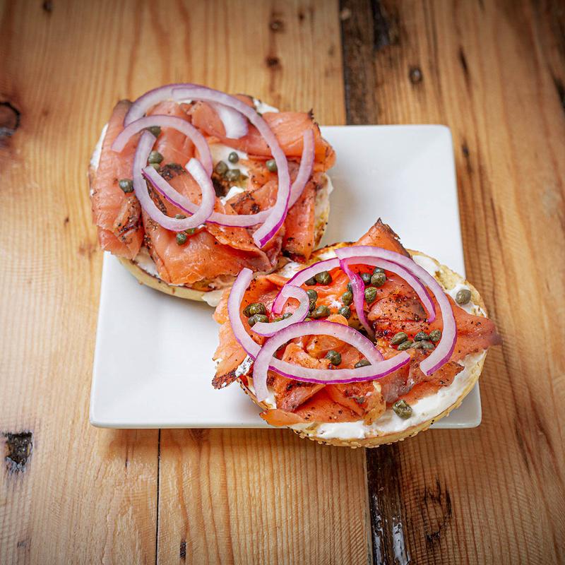 Salmon, Cream Cheese, Red Onion, Capers photo