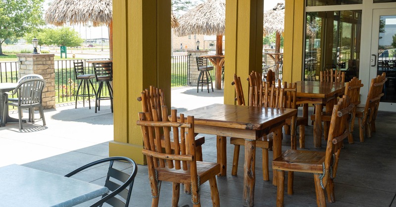 Exterior, covered seating area