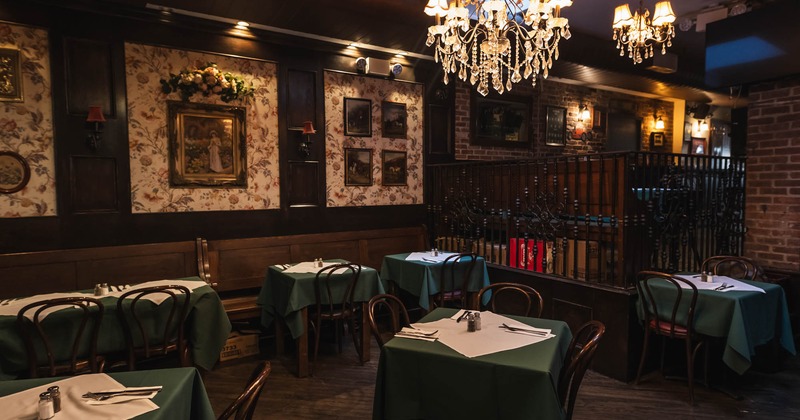 Interior, tables ready for guests