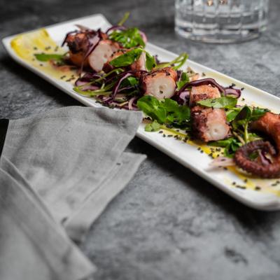 Octopus served on a plate