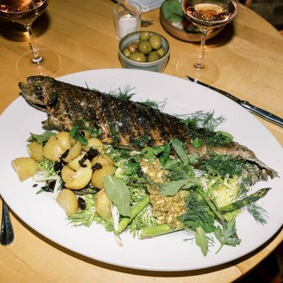 Whole Grilled Sunburst Trout.