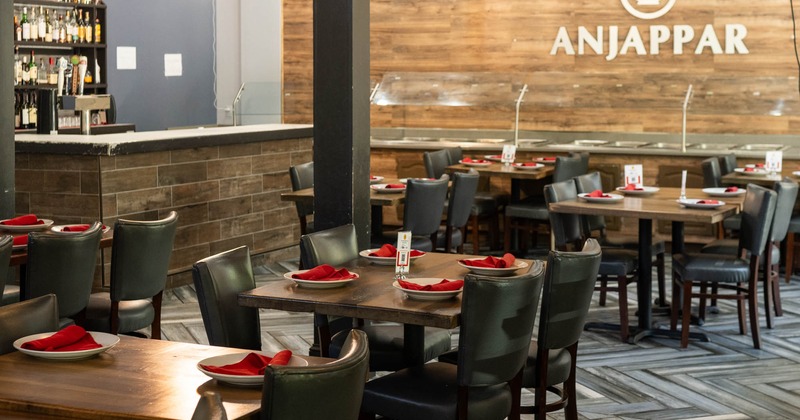 Dining area, tables ready for guests