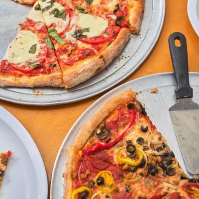 Margherita and Deluxe pizzas.