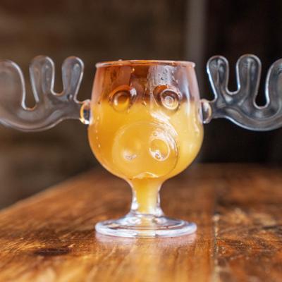 Blue Moose cocktail served in a moose-shaped mug.