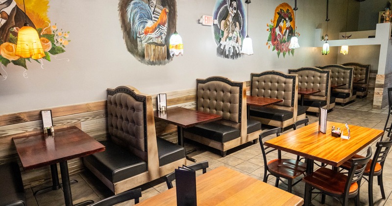 Dining area, tables ready for guests