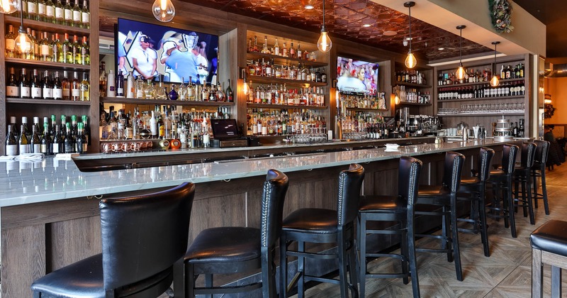 Interior, a bar and bar chairs