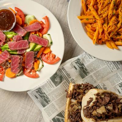 Various food on the table.