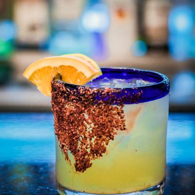 A glass of Mezvalita cocktail.