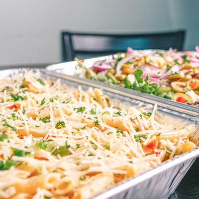 Pasta and Greek salads
