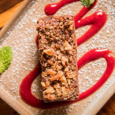Chocolate Pecan Cake served on plate