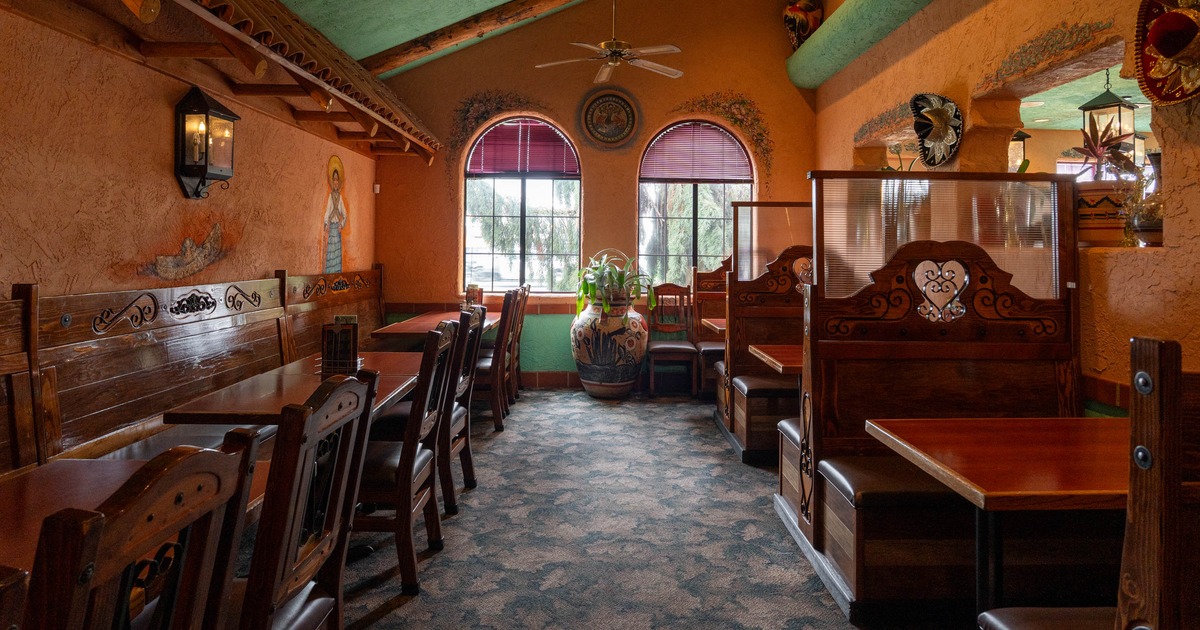 Interior, tables, chairs and seating booths