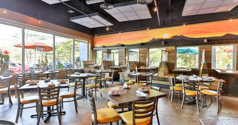 Interior, wide view, dining area