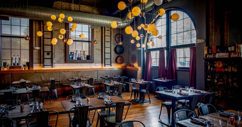 Dining area, tables ready for guests
