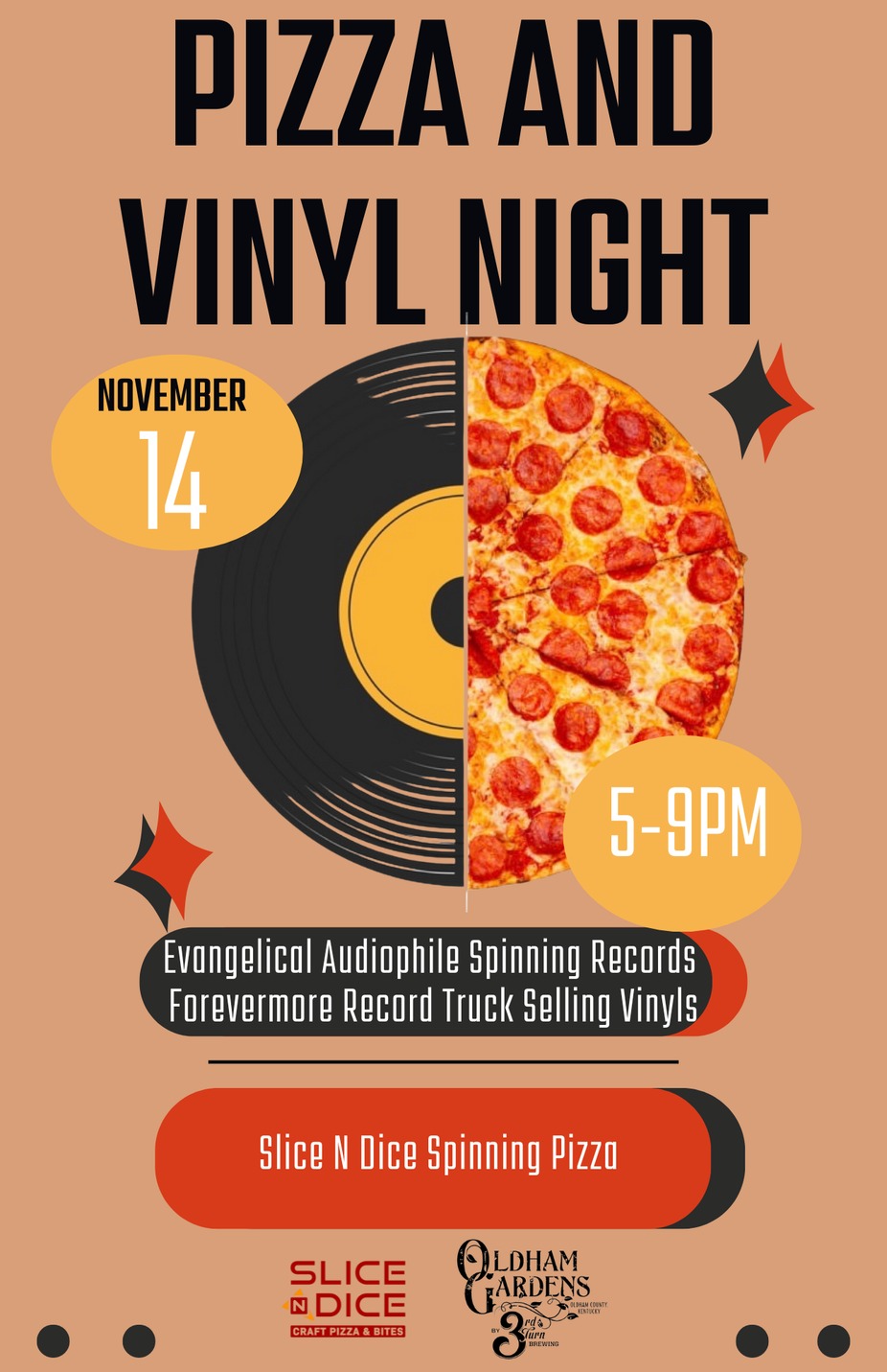 🎶 Pizza & Vinyl Night at Oldham Gardens 🍕 event photo