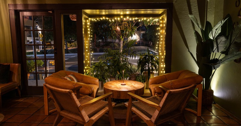 Inside, lounge seating area