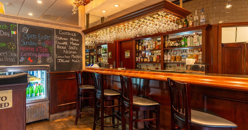 Interior, bar and bar stools