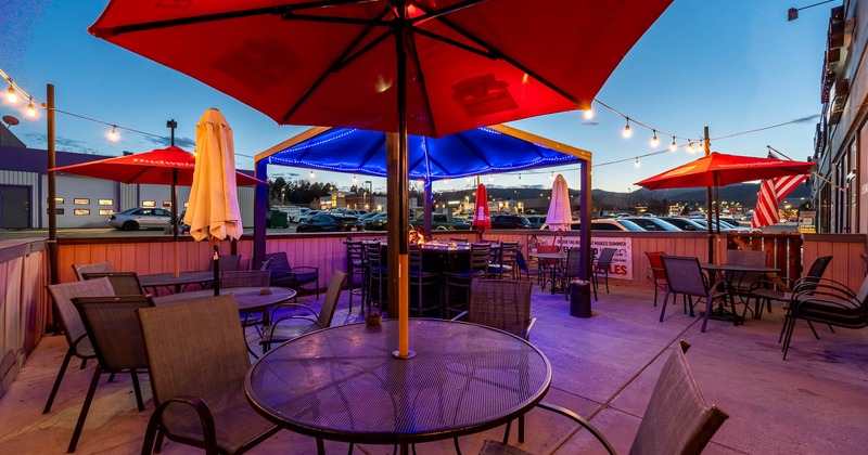 Exterior, chairs, tables and parasol