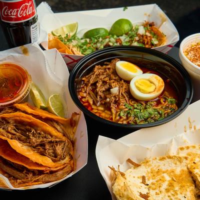 Assorted food dishes.