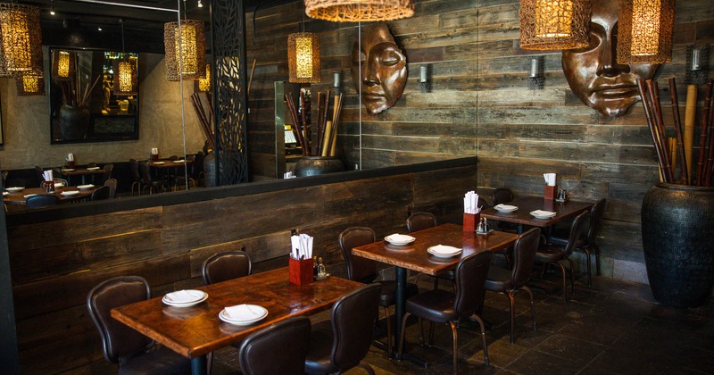 Interior, tables and chairs ready for guests