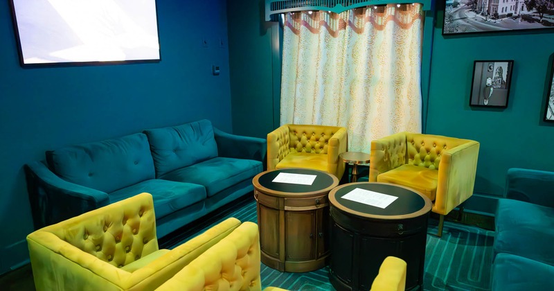 Interior, seating area, sofa and armchairs