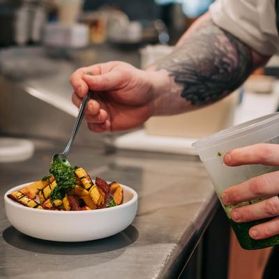A person preparing food.
