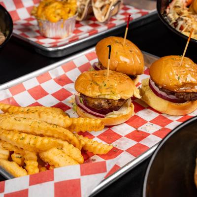 Fries, hamburgers, and other meals.