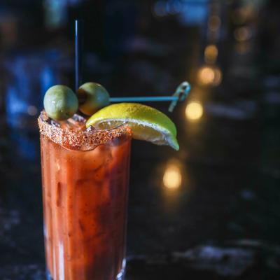 Bloody Mary, with lime and olives